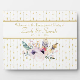 Placa Expositora Tabletop de la fiesta de compromiso del Boho de bo