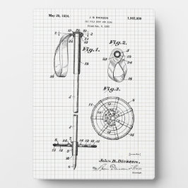 Placa Expositora Tabletop de Patente de Cuchillo de Esquí Vintage