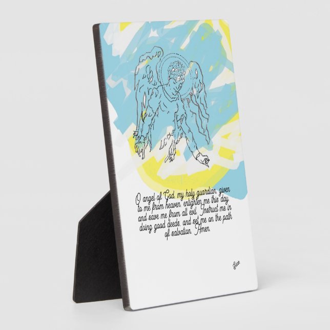 Placa Expositora Tabletop Easel con lienzo : Ángel de la guarda (Lado)