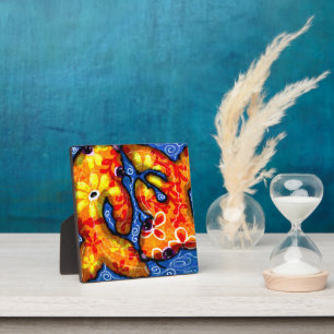 Placa Expositora Tabletop Plaque Koi Fish Resumen de arte