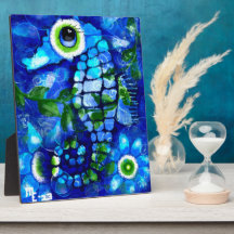 Tabletop Plaque Whimsical Abstract Seahorse