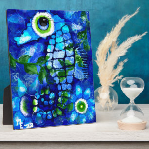 Placa Expositora Tabletop Plaque Whimsical Abstract Seahorse