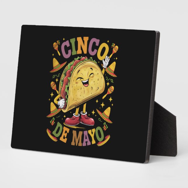 Placa Expositora Taco Bailarín Divertido Fiesta Cinco De Mayo (Lado)