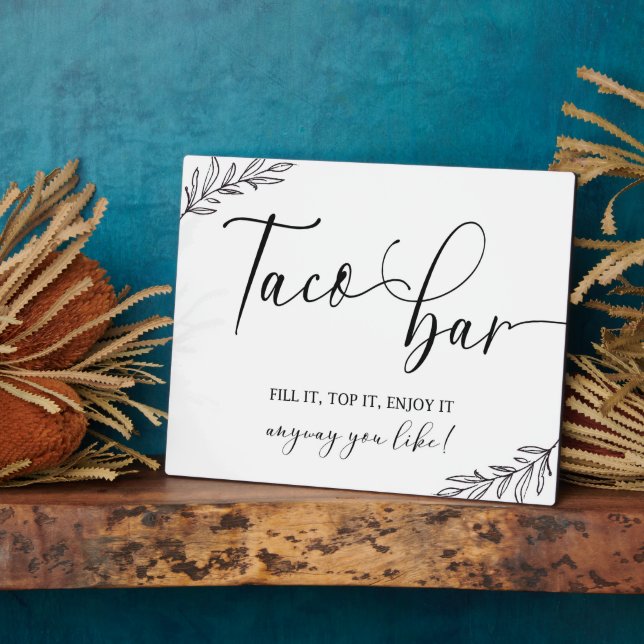 Placa Expositora Taco Bar Wedding sign Tabletop Plaque with Easel (Lado)