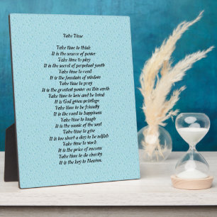 Placa Expositora Take Time Poem Plaque