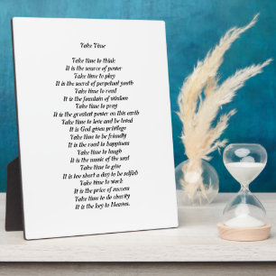 Placa Expositora Take Time Poem Plaque