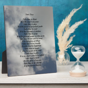 Placa Expositora Take Time Poem Plaque