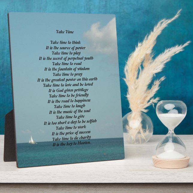 Placa Expositora Take Time Poem Plaque (Lado)
