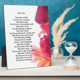 Placa Expositora Take Time Poem Plaque