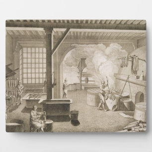Placa Expositora Taller de curas de seda, de la Encyclopedie des