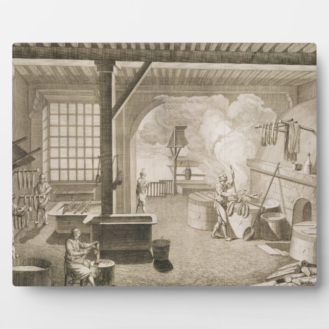 Placa Expositora Taller de curas de seda, de la Encyclopedie des (Frente)