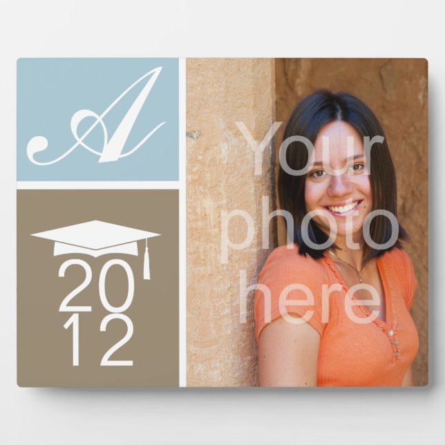 Placa Expositora Tapa de graduación de monograma de bloques de colo (Frente)