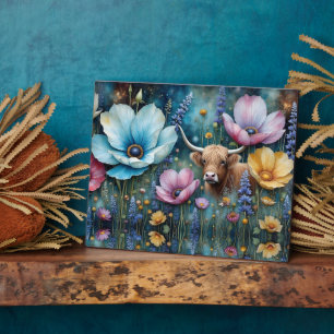 Placa Expositora Tapiz Cosmos de color floral de vaca Highland