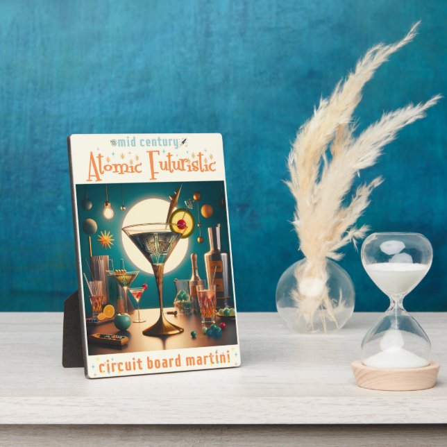 Placa Expositora Tarjeta de circuito futurista atómico Martini (Lado)