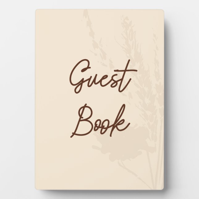 Placa Expositora Tarjeta de mesa de boda rústica Libro de invitados (Frente)