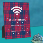 Placa Expositora Tartán - Patriótico - Estrellas blancas rojas<br><div class="desc">El fondo escocés está en las viejas estrellas rojas de gloria,  azules y blancas. Hay otros colores escoceses disponibles.</div>