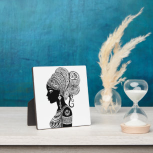 Placa Expositora Tatuaje tribal de retrato Chica africano