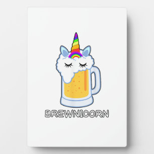 Placa Expositora Taza de cerveza Brewnicorn Cute Unicorn Party Brew