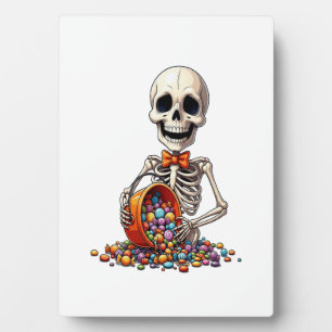 Placa Expositora Tazón de dulces de esqueleto Halloween