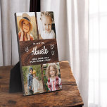 Placa Expositora Te amamos Abuelo Collage de fotos de Madera Rústic<br><div class="desc">La placa de Collage de fotos moderno Abuelo We Love You Heart es un regalo conmovedor y personalizado que muestra tu amor por tu abuelo. Esta placa de bonito diseño cuenta con un collage de fotos en forma de corazón que le permitirá añadir sus fotos familiares favoritas en un diseño...</div>