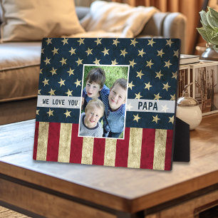 Placa Expositora Te Amamos Papá Foto de la Bandera Americana Milita