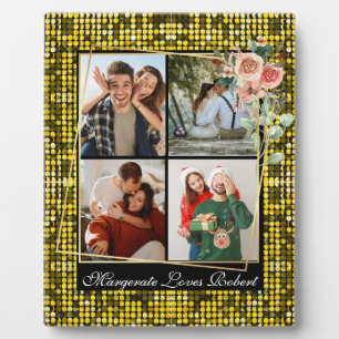 Placa Expositora TE AMO 4 Foto amarillo GLITTER San Valentín
