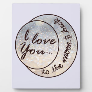 Placa Expositora Te amo a la luna y a la parte posterior