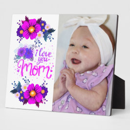 Placa Expositora Te Amo Mamá Floral Retrato