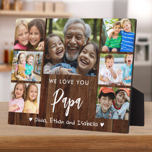 Placa Expositora Te amo Papa 7 Foto Rustic Wood Keepsake