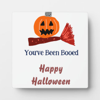Placa Expositora Te han abucheado feliz Halloween escoba de calabaz
