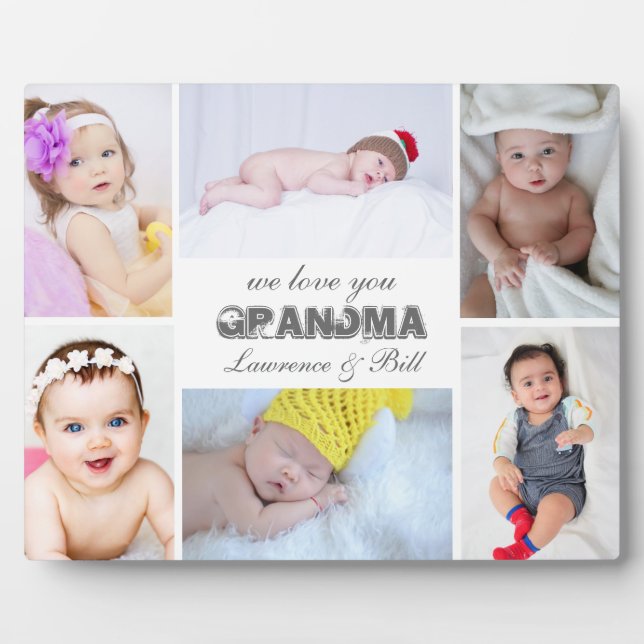 Placa Expositora Te queremos abuela 6 Collage de fotos Plaque (Frente)