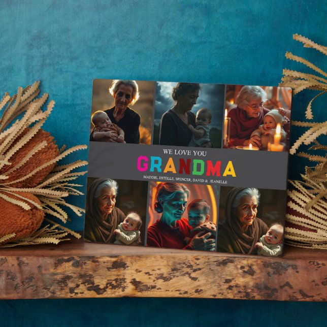 Placa Expositora Te queremos abuela Personalizado 6-Foto (Lado)