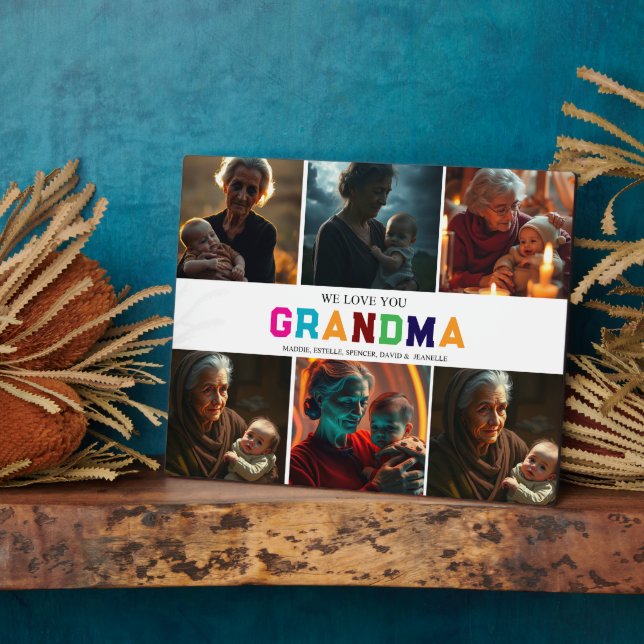 Placa Expositora Te queremos abuela Personalizado 6-Foto (Lado)