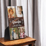 Placa Expositora Te queremos abuelo Collage de fotos de Madera Rúst<br><div class="desc">La placa de Collage de fotos moderno "Abuelo te amamos" es un regalo conmovedor y personalizado que muestra tu amor por tu abuelo. Esta placa de bonito diseño cuenta con un collage de fotos en forma de corazón que le permitirá añadir sus fotos familiares favoritas en un diseño moderno y...</div>