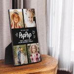 Placa Expositora Te queremos Collage de fotos del abuelo Pop<br><div class="desc">El PopPop We Love You Heart Modern Collage de fotos Plaque es un regalo conmovedor y personalizado que muestra tu amor por tu abuelo. Esta placa de bonito diseño cuenta con un collage de fotos en forma de corazón que le permitirá añadir sus fotos familiares favoritas en un diseño moderno...</div>