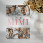 Placa Expositora Te queremos Collage de fotos Mimi<br><div class="desc">Una placa de imagen de memoria para una abuela especial que incluye una plantilla de collage de 4 fotos de los nietos,  las palabras "te queremos mimi" en un lindo degradado rosa,  y los nombres de los niños.</div>