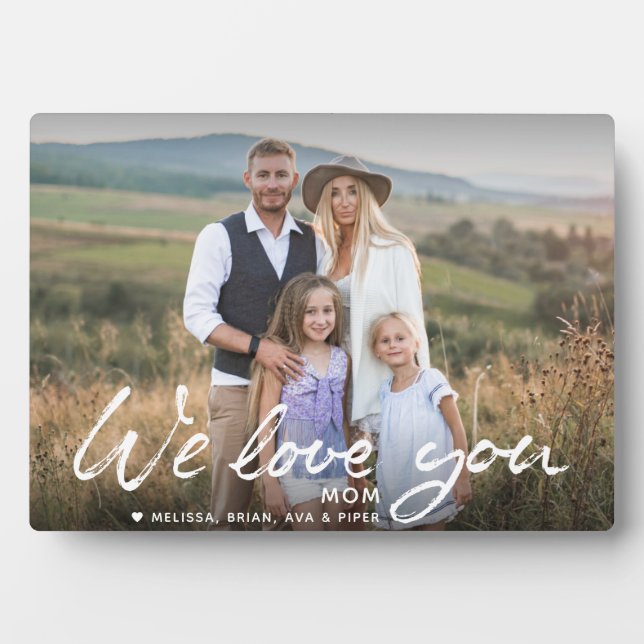 Placa Expositora Te queremos mamá Cepillo Guión Nombre personalizad (Frente)