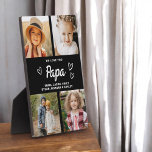 Placa Expositora Te queremos, papá, familia, Collage de fotos moder<br><div class="desc">La placa de Collage de fotos moderno Papa We Love You Heart Modern es un regalo conmovedor y personalizado que muestra tu amor por tu abuelo. Esta placa de bonito diseño cuenta con un collage de fotos en forma de corazón que le permitirá añadir sus fotos familiares favoritas en un...</div>