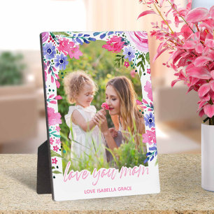 Placa Expositora Te quiero mamá Día de la Madre Watercolor Floral