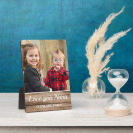Placa Expositora Te quiero Nana Rustic Wood Grandchildren Photo