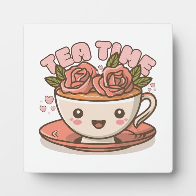 Placa Expositora Té Rosa Tiempo de Té Kawaii (Frente)
