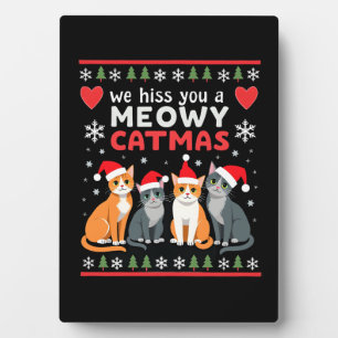 Placa Expositora Te silbamos un Meowy Catmas divertido gato Navidad