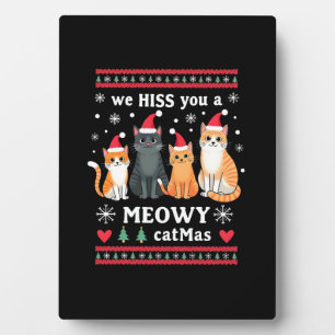 Placa Expositora Te silbamos un Meowy Catmas Gato Divertido Navidad