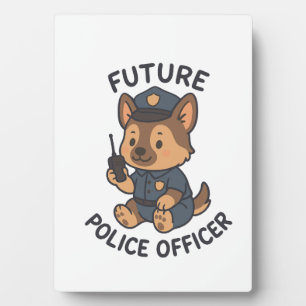 Placa Expositora Tema de futuro oficial de policía de perro lindo