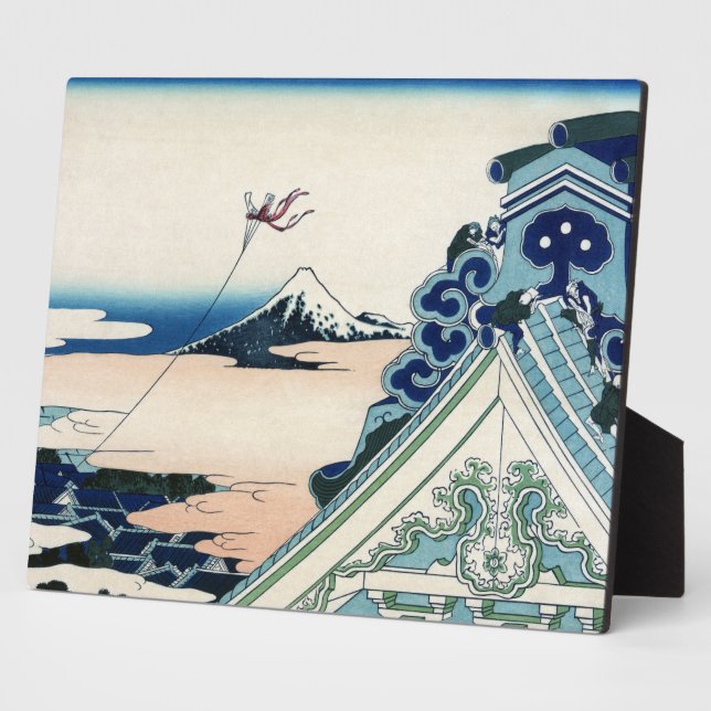 Placa Expositora Templo Honganji Vista de madera japonesa del monte (Lado)