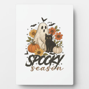 Placa Expositora Temporada Espeluznante Fantasma Retro Floral Espel