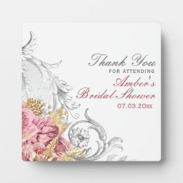 Placa Expositora Tendido Nupcial Floral Rosa Elegante