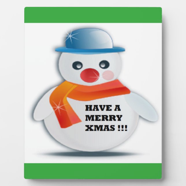 PLACA EXPOSITORA "TENGAN UN FELIZ XMAS" SNOWMAN (Frente)