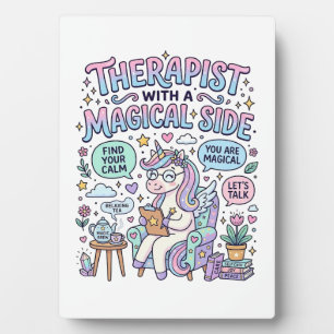 Placa Expositora Terapeuta de Unicornio con un Regalo Mágico Latera