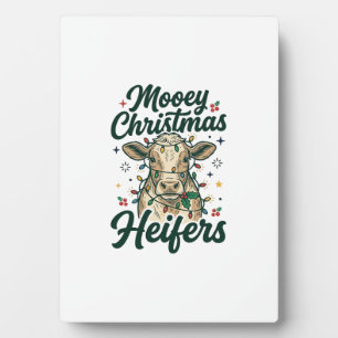 Placa Expositora Terneras Mooey Navidad Diseño Divertido de Vaca de